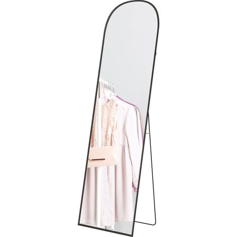 Miroir sur pied pleine longueur design moderne noir 50x1,5x161,5 cm (1/5)