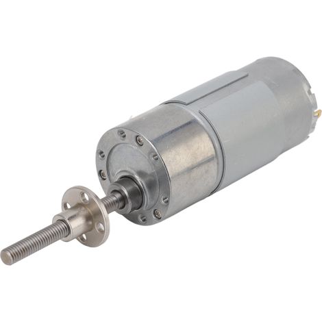24V 35RPM Gleichstrom-Getriebemotor, M6x50 Gewinde, Gehäuse aus Aluminiumlegierung, Spule aus Messing, selbsthemmendes Reduziergetriebe mit Flansch, Gewindewelle, kompakter Elektromotor. (1/5)