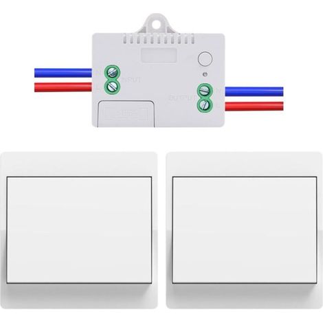EU Wireless Switch Without Batteries, Set of 2 Self-Powered Wireless Switch Kit, Battery-Free Two-Way Wireless Radio Switch, Remote Switch for Home Lighting (EU 1 Gang 2V1A) (1/5)