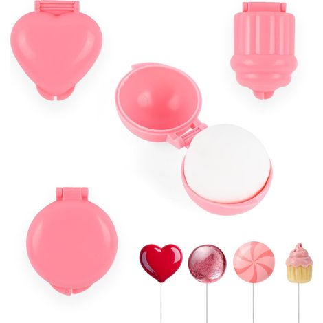 4 Ensemble de Moules à Cake Pops, Formes Imprimées en 3D Sphère Cœur Rond Moule à Cupcake Emporte-Pièce et Poussoir Cake Pops Réalisation Mini-Gâteaux Maison Desserts D'anniversaire Mariage (Rose) (1/5)