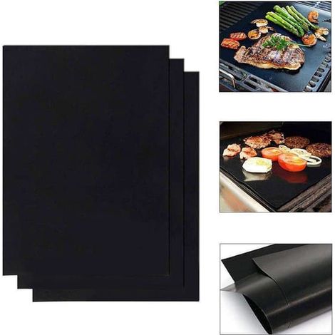 3st Grillmatta, Ugnsmatta, Bakningsmatta - Non Stick - 40x33 Svart (1/5)