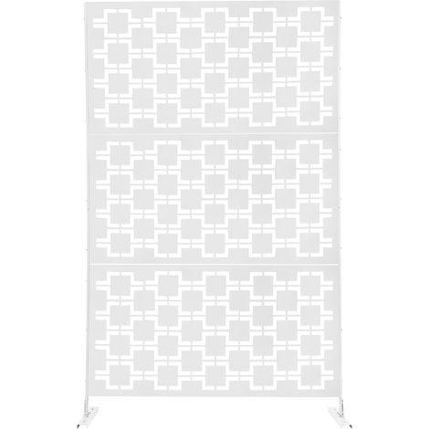Paravent décoratif blanc - Panneau d'intimité 120x40x190 cm - Acier découpé au laser - Motifs géométriques - Pour jardin, terrasse, salon (1/5)