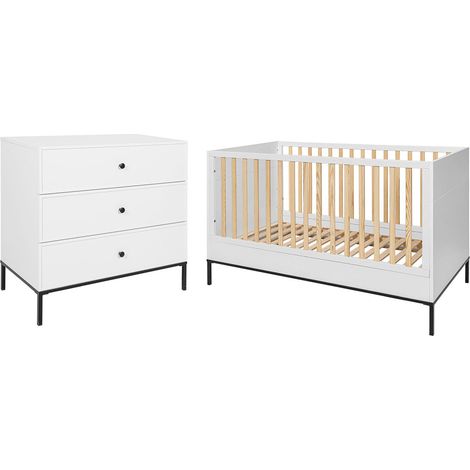 Lettino evolutivo 70x140 e cassettiera 3 cassetti Bellamy Lumi Bianco e nero (1/5)