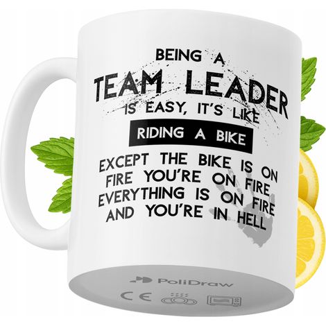 Taza de café/té divertida y humorística para un líder de equipo. Taza con diseño gráfico y texto gracioso para cumpleaños, santos, días festivos. Taza premium para ocasiones especiales en casa, la ofi (1/5)