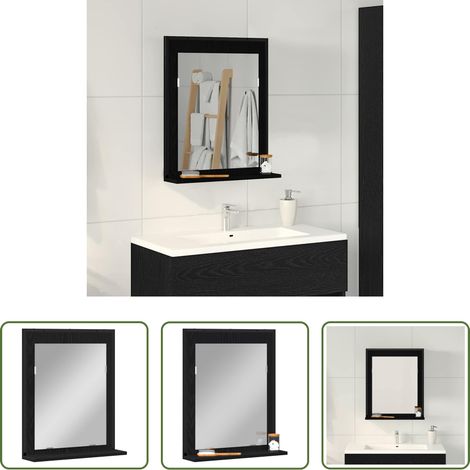 Spiegel mit Regal - Spiegel mit Regal Schwarz Eichen-Optik 50 x 12 x 60 cm (1/5)