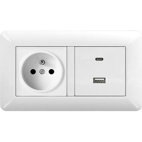 1 pièce – Module Double Prise 2P+T + USB/Type-C Fast Charge, Installation Facile, Maison et Bureau (1/4)