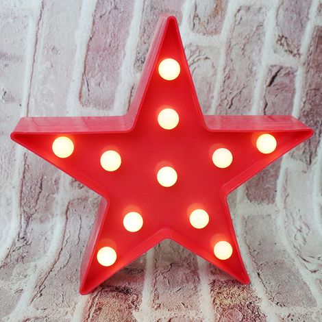 Veilleuses avec signes d'étoile rouge, veilleuse Led à piles, lampe de Table pour chambre d'enfant en forme d'étoile (1/5)
