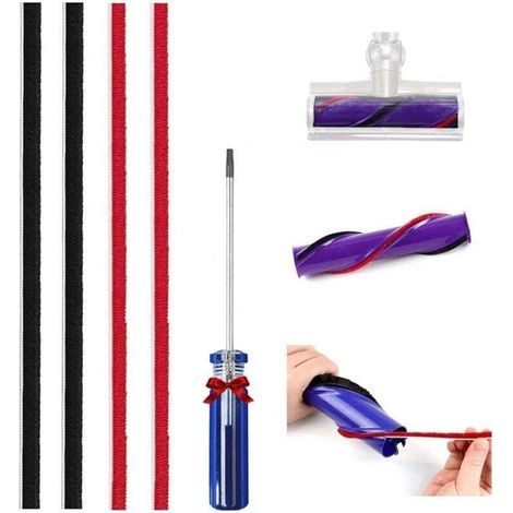 Lot de 4 Bandes en Peluche de Rechange aspirateur pour Dyson Original V7 V8 V10 V11 à entraînement Direct avec Tournevis (1/4)