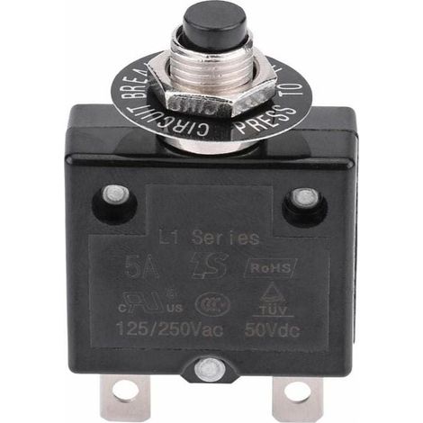 Disjoncteur 5A Interrupteur thermique de réinitialisation en option, 125-250V AC 50V DC Disjoncteur à bouton-poussoir de protection contre les surcharges de courant (1/4)