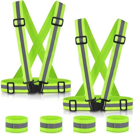 Gilets haute visibilité, gilets réfléchissants ajustables avec poignets pour hommes et femmes (lot de 2) (1/4)