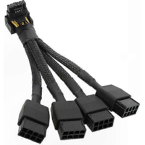 Câble d'alimentation PCI-E 4x8 broches vers 16 broches 12VHPWR avec connecteur coudé à 90° pour carte graphique RTX 4090/RTX 4080 (1/5)