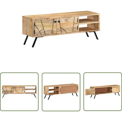 Meuble TV 110x30x40 Bois massif de manguier 4 (1/5)