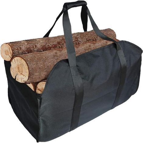 Brennholztasche Holzkorb Hochwertige Brennholztasche Holzaufbewahrung Kaminkorb für drinnen Faltbare Kamintasche Wasserdichte Kamintasche Schwarz (1/5)