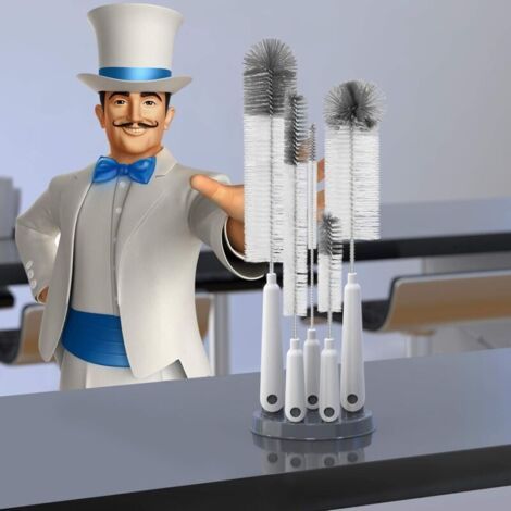Ensemble de 5 Brosses Bouteille avec Support de Rangement, Goupillon Bouteille Brosse Biberon Bébé Thermos Gobelet Verre Tasse (1/3)