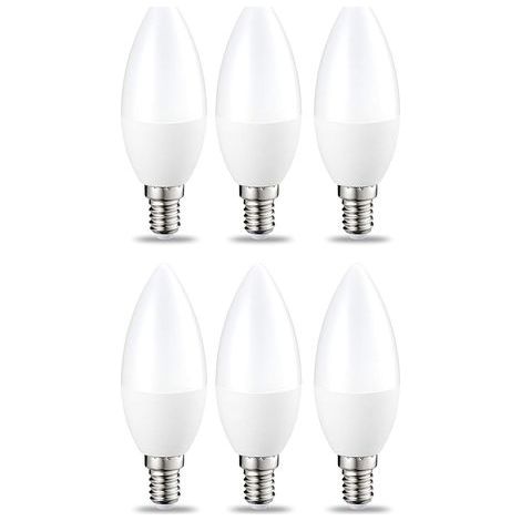 Dimmable E14 LED bulb, 5 W equivalent to 40 W, cool white 5000 K, 470 lm, B35 base with small screw, compatible 220-240 V, pack of 6 - (1/5)
