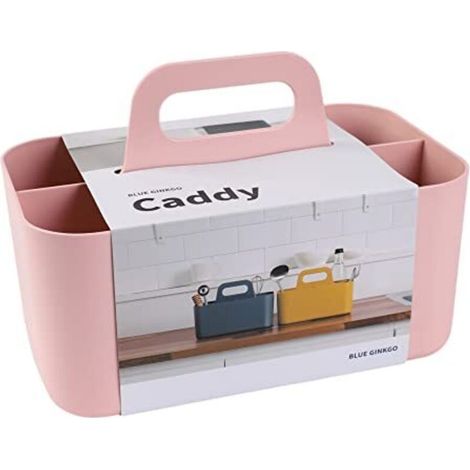 Stackable Organizer – Portable organizer, made in Korea, for bathroom, office, crafts or school supplies (Rectangular, Pink)