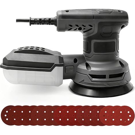 Ponceuse Orbitale Excentrique 320W, 6 Vitesses Réglables (8000–13000 tr/min), Plateau de Ponçage 125mm, 16 Disques Abrasifs, Ponceuse Électrique pour Bois et Métal avec Câble 3m (1/5)