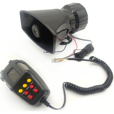 Sirène d'alarme 100W 2V, mégaphone portatif à main anti-eau, haut-parleur carré 7 tonalités pour voiture (1/4)
