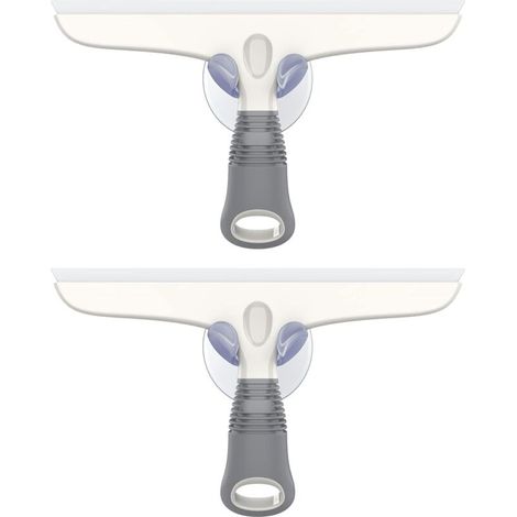 Raclette En Silicone - Lame Souple Et Non Rayante Pour Vitres Pare-Brise Portes De Douche - Lot De 2 Avec Support À Ventouse (1/4)