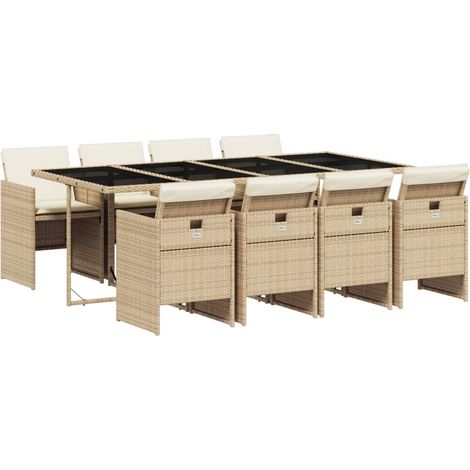 Maison Exclusive - Set comedor de jardín 9 pzas con cojines ratán