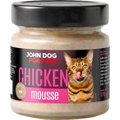 John Dog für Katzen Nassfutter-Mousse für Katzen Glas 170 g – Hühnermousse 170 g