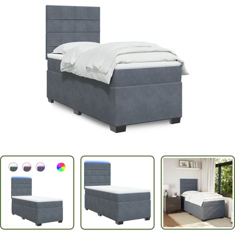 Matelas à ressorts ensachés - Sommier à lattes de lit avec matelas Gris foncé 100x200 cm (1/5)
