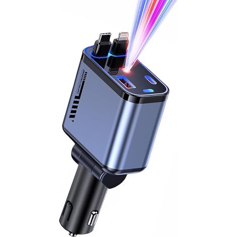 Einziehbares Autoladegerät Starlight, 120 W, 4-in-1-USB-C-Autoadapter mit Schnellladefunktion, kompatibel mit iPhone und allen Android-Telefonen (1/5)