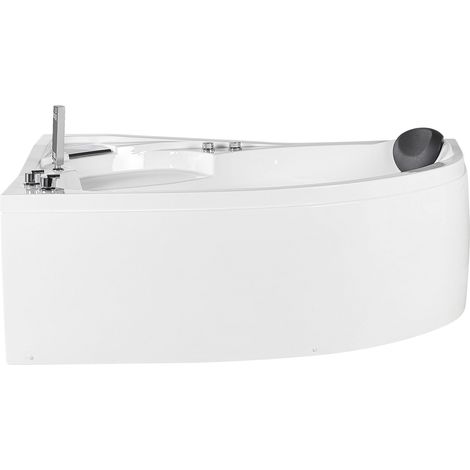 Bañera de hidromasaje esquinera de acrílico blanco con luces LED derecha Neiva