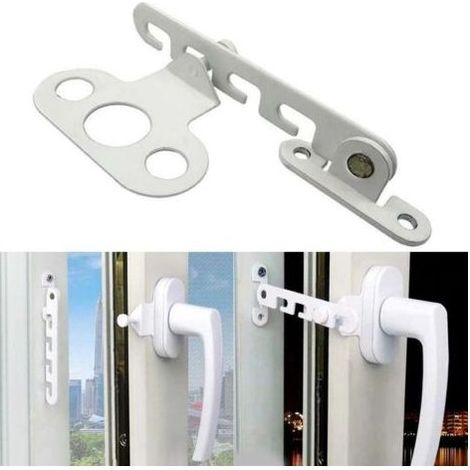 Lot de 2 blanc entrebâilleurs de fenêtre pour , fenêtre à battant, Entrebâilleur de fenêtre à battant, verrou anti-pincement (1/5)