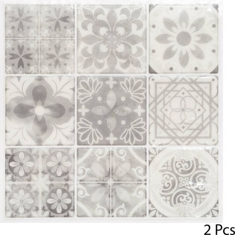 Set von 2 Aufklebern, Fliesen, Grau, 26x26 cm Caro