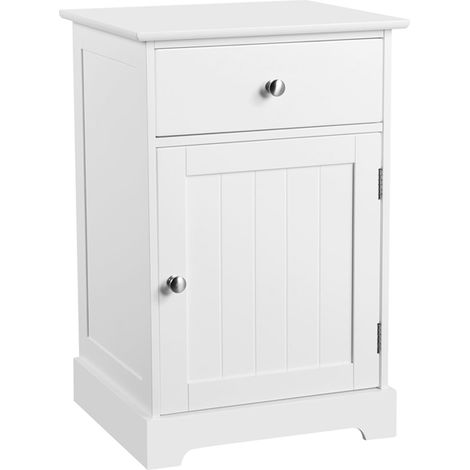 Yaheetech – Table de chevet blanc MDF laqué – 1 tiroir et compartiment – Dimensions 40x35x60 cm – Style moderne pour salon et chambre