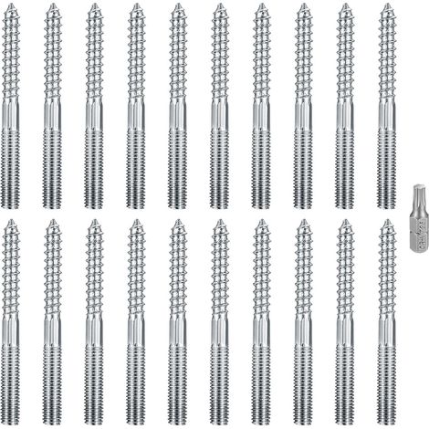 20 - Vis à double filetage M8 - Boulon de suspension Torx - Tige filetée d&39assemblage cheville béton - Fixation bois et maçonnerie pour meubles et garde-corps - Argent - M8x80cm (1/5)