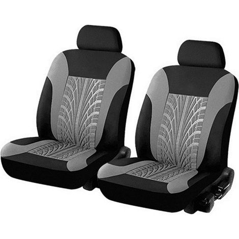 2 Housses De Siège Auto Universelles Antidérapantes Polyester Noir Gris Pour Voiture Camion