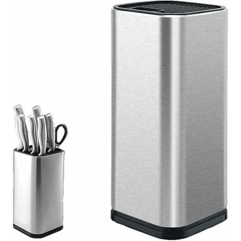 Bloque de cuchillos de acero inoxidable, soporte cuadrado para cuchillos de cocina, organizador de cuchillos y tijeras - KZQ