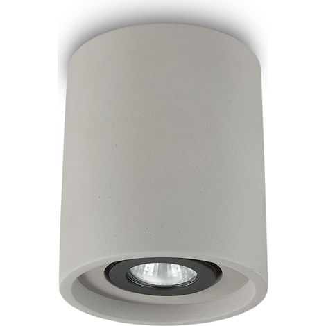 Plafoniera Moderna Round Oak Cemento - Gesso Grigio 1 Luce Gu10 (1/3)