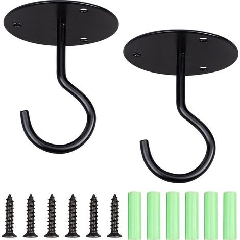 2 Ensembles de Crochets pour Moustiquaire de Plafond,Adhesif Crochet de Suspension pour Lit Superposé Crochets pour Lit à Baldaquin ,avec Vis et Prise d'ancrage de Montage en Alliage, Noir (1/5)