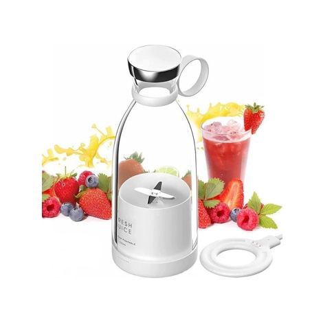Tragbarer Smoothie-Mixer 350 ml, USB-aufladbar, kabellos, auslaufsicher, mit Eiswürfelklingen