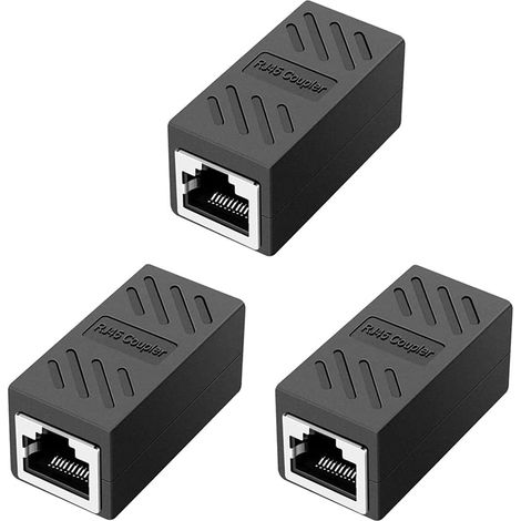 3 pièces Coupleur RJ45, coupleur réseau, connecteurs Ethernet, coupleur en Ligne blindé pour Cat7/Cat6/Cat5e/Cat5 - Femelle à Femelle