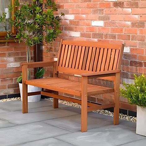 2 Seater Wooden Garden Bench 1.2m Hardwood Outdoor Bench Weather Treated Patio Seating Traditional Garden Furniture