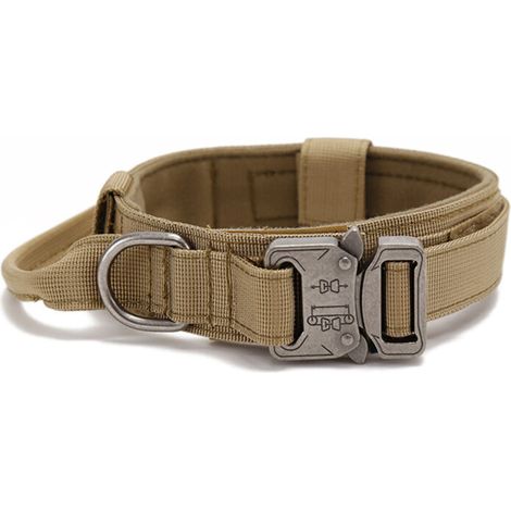 Collier tactique pour chiens de taille moyenne à grande, collier robuste avec poignée et armature métallique (1/4)