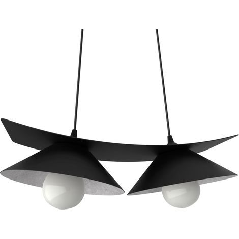LUMICOM  MILLER Sospensione, 2X E27, max 42W, metallo, nero opaco/foglia argento, L.27cm