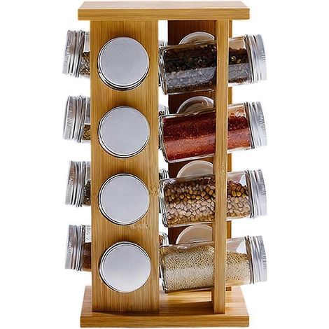Étagère à condiments de cuisine en bois, étagère rotative pour parfums, étagère de rangement à plusieurs niveaux pour flacons d'assaisonnement (1/5)
