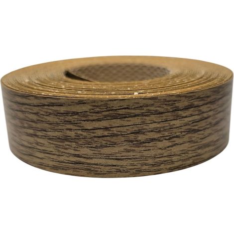 Bande de chant thermocollante 21mm x 5m épaisseur 0,50mm Mélaminé Facile à Appliquer Bricolage Étagère Meuble Panneau Bois Durable, Chêne Lefkada