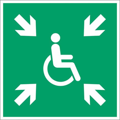 Pannello adesivo ISO 7010 "Punto di raccolta per persone con disabilità" - E024
