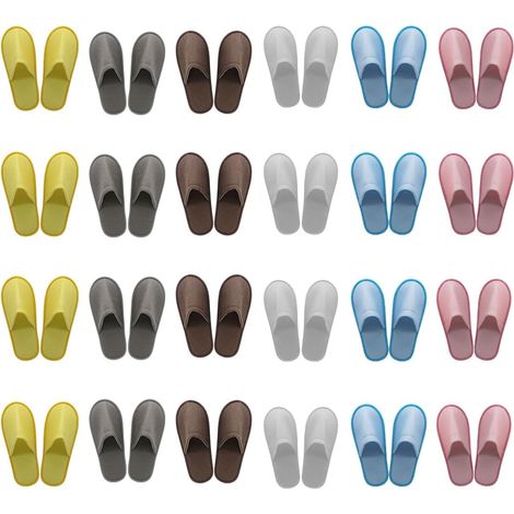 Confezione da 24 paia di pantofole monouso unisex, a punta chiusa, antiscivolo, per ospiti, spa, famiglia, hotel, casa