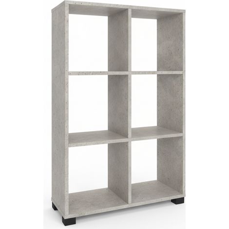 Libreria Multiuso 6 Scomparti Melaminico Soggiorno 60x24x99.5 cm cemento