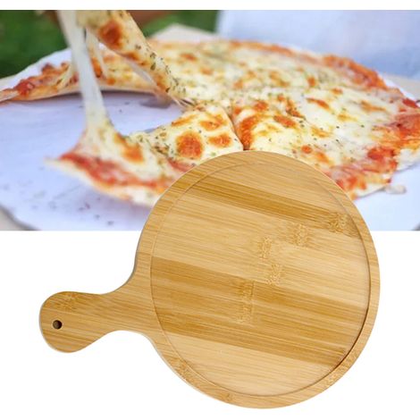 Plateau à pizza en bois de bambou, texture transparente, toucher agréable, rond, 20 cm pour pizzas de 18 cm (1/5)