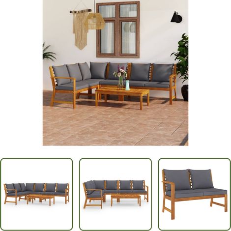 vidaXL Akazienholz - 5-tlg. Garten-Lounge-Set mit Auflagen Massivholz Akazie (1/5)