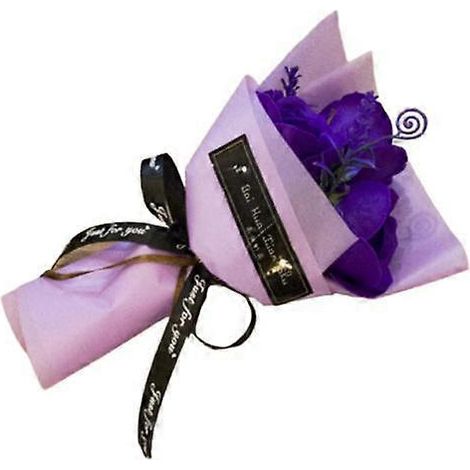 Bouquet de 3 roses artificielles, savon à la main, cadeau de Saint-Valentinviolet foncé (1/5)