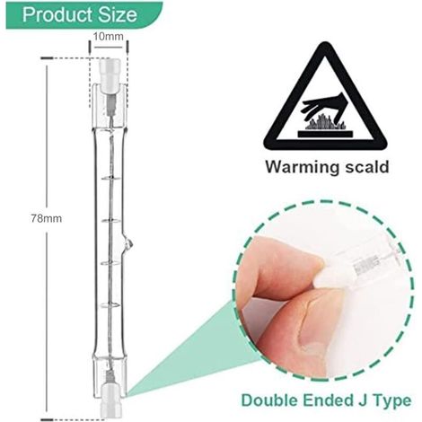 5er-Pack R7S-Halogenlampen, 78 mm, 80 W, 230 V dimmbare R7S-Halogenstablampe (78 mm) für Baustellenbeleuchtung, Gartenbeleuchtung und Wohnzimmerbeleuchtung (1/5)